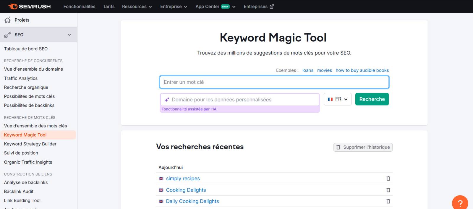 Semrush keyword Magic tool